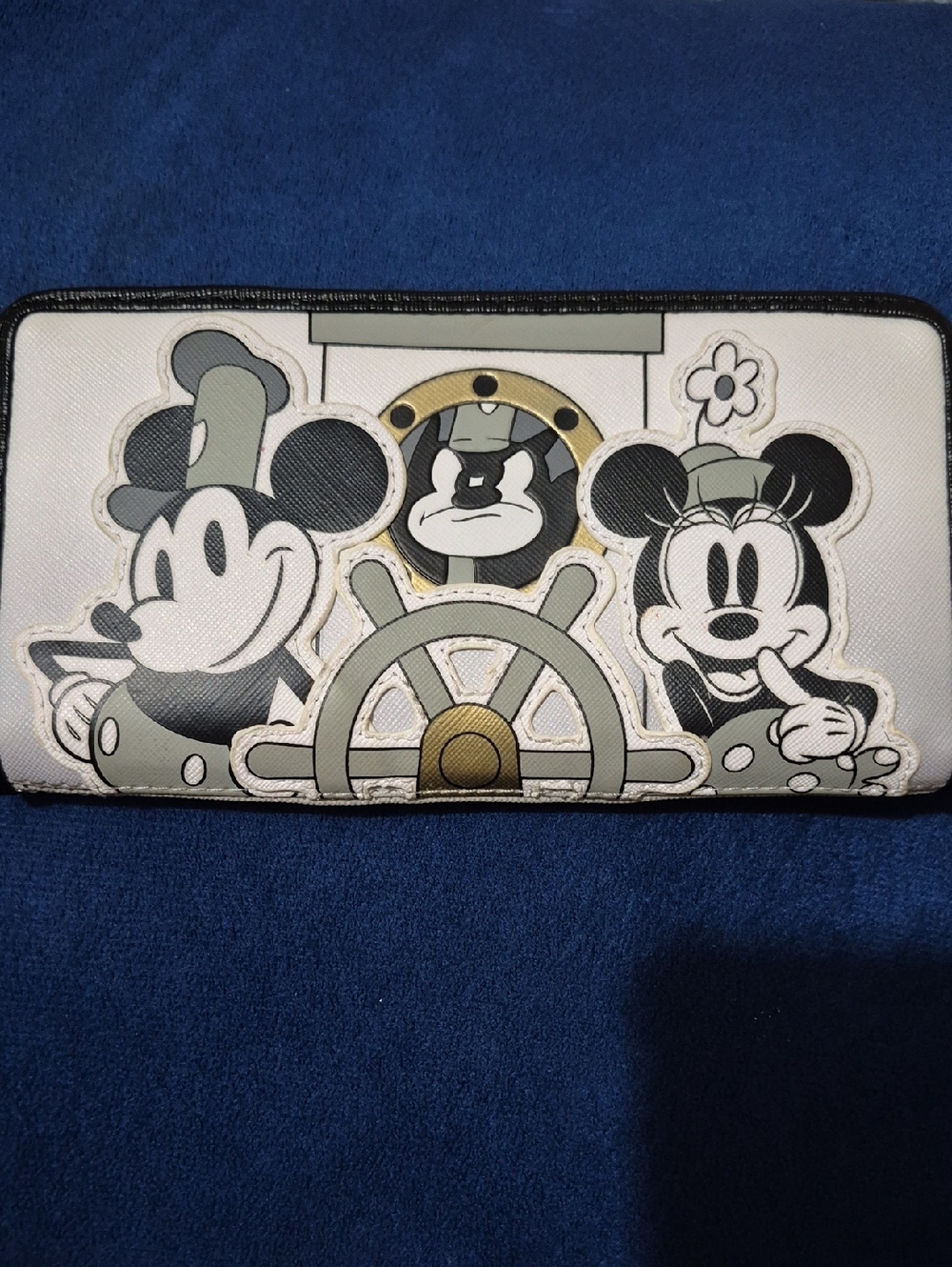Loungefly Disney White and Black Steamboat Mickey & Minnie Zip Wallet